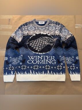Game of Thrones House Stark Blue Ugly Christmas Sweater Winter is Coming XL